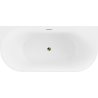 Mexen Oval freistehende halb freistehende Badewanne 160 x 80 cm, weiß/schwarz, Überlauf gold - 52671608075-50