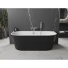 Mexen Oval freistehende Badewanne wandstehend 160 x 80 cm, weiß/schwarz, Überlauf chrom - 52671608075-01