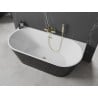 Mexen Oval freistehende halb freistehende Badewanne 160 x 80 cm, weiß/schwarz, Überlauf gold - 52671608075-50