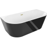 Mexen Oval freistehende an der Wand montierte Badewanne 170 x 80 cm, weiß/schwarz, Überlauf gold gebürstet - 52671708075-55