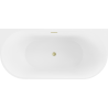 Mexen Oval freistehende an der Wand montierte Badewanne 160 x 80 cm, weiß/schwarz, Überlauf gebürstetes Gold - 52671608075-55
