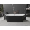 Mexen Oval freistehende an der Wand montierte Badewanne 160 x 80 cm, weiß/schwarz, Überlauf aus gebürstetem Kupfer