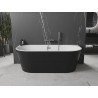 Mexen Oval freistehende Wandwanne 170 x 80 cm, weiß/schwarz, Überlauf gun gray gebürstet - 52671708075-66