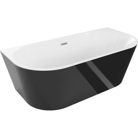 Mexen Oval freistehende, wandstehende Badewanne 170 x 80 cm, weiß/schwarz, Überlauf gebürstetes Nickel - 52671708075-97