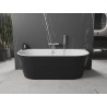 Mexen Oval freistehende Wandbadewanne 160 x 80 cm, weiß/schwarz, Überlauf gebürstetes Nickel - 52671608075-97