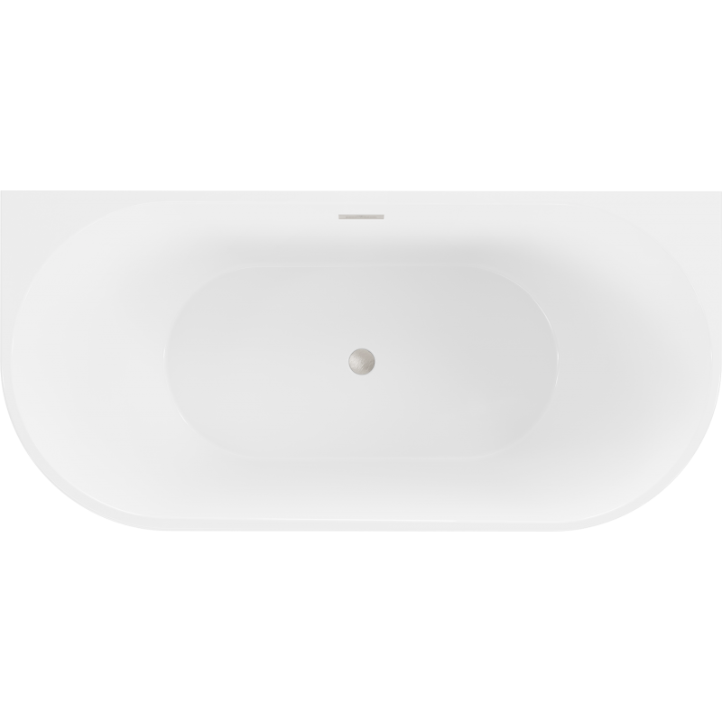 Mexen Oval freistehende, wandstehende Badewanne 170 x 80 cm, weiß/schwarz, Überlauf gebürstetes Nickel - 52671708075-97