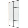 Mexen Next L Duschwand 1-flügelig 90 x 150 cm, schwarzes Gitter, gebürstetes Kupfer - 895-090-000-03-77-65