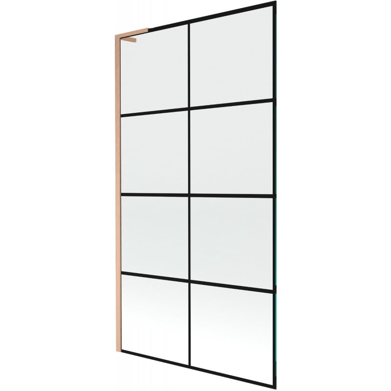 Mexen Next L Wannenschirm 1-flügelig 100 x 150 cm, schwarzes Gitter, gebürstetes Kupfer - 895-100-000-03-77-65