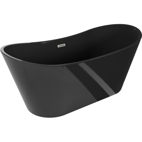 Mexen Montana freistehende Badewanne 170 x 80 cm, schwarz, Überlauf gebürstetes Nickel - 52011708070-97