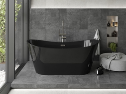 Mexen Montana freistehende Badewanne 170 x 80 cm, schwarz, Überlauf gebürstetes Nickel - 52011708070-97