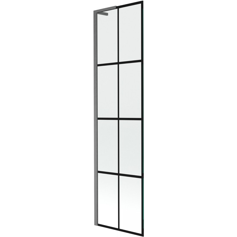 Mexen Next L Badewannenabtrennung 1-flügelig 50 x 150 cm, schwarzes Raster, gun gray gebürstet - 895-050-000-03-77-66