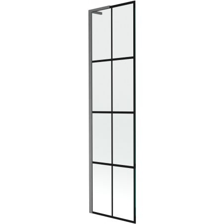 Mexen Next L Badewannenabtrennung 1-flügelig 50 x 150 cm, schwarzes Raster, gun gray gebürstet - 895-050-000-03-77-66