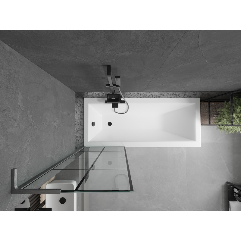 Mexen Next L Badewannen-Faltwand 1-teilig 60 x 150 cm, schwarzes Gitter, gebürstetes Gun Gray - 895-060-000-03-77-66