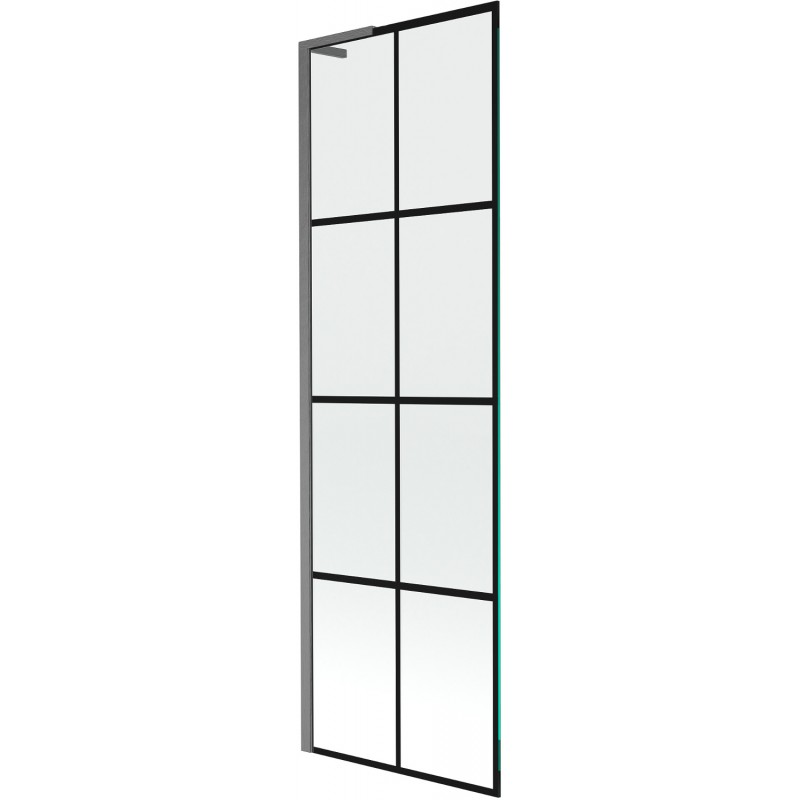 Mexen Next L Badewannen-Faltwand 1-teilig 60 x 150 cm, schwarzes Gitter, gebürstetes Gun Gray - 895-060-000-03-77-66