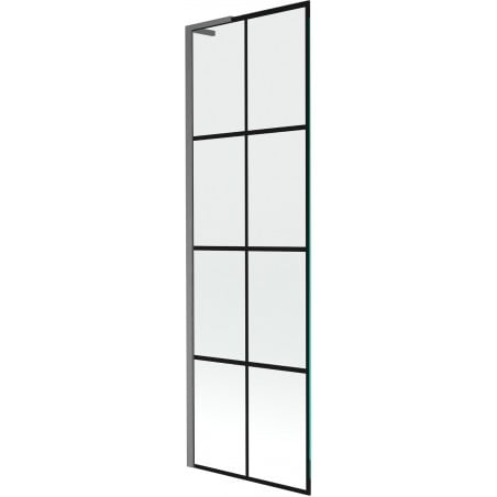 Mexen Next L Badewannen-Faltwand 1-teilig 60 x 150 cm, schwarzes Gitter, gebürstetes Gun Gray - 895-060-000-03-77-66