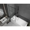 Mexen Next L Badewannenfaltwand 1-flügelig 70 x 150 cm, schwarzes Gitter, Gun Grey gebürstet - 895-070-000-03-77-66