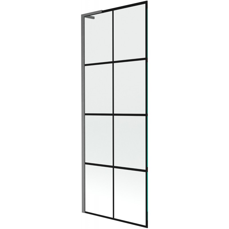 Mexen Next L Badewannenfaltwand 1-flügelig 70 x 150 cm, schwarzes Gitter, Gun Grey gebürstet - 895-070-000-03-77-66