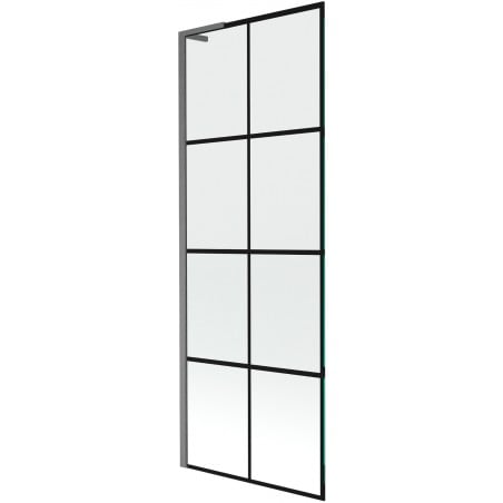 Mexen Next L Badewannenfaltwand 1-flügelig 70 x 150 cm, schwarzes Gitter, Gun Grey gebürstet - 895-070-000-03-77-66