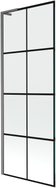 Mexen Next L Badewannenfaltwand 1-flügelig 70 x 150 cm, schwarzes Gitter, Gun Grey gebürstet - 895-070-000-03-77-66