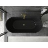 Mexen Montana freistehende Badewanne 170 x 80 cm, schwarz, Überlauf in gebürstetem Gold - 52011708070-55