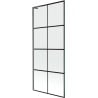 Mexen Next L Badewannenfaltwand 1-flügelig 80 x 150 cm, schwarzes Gitter, gebürstet Gun Gray - 895-080-000-03-77-66