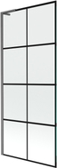 Mexen Next L Badewannenfaltwand 1-flügelig 80 x 150 cm, schwarzes Gitter, gebürstet Gun Gray - 895-080-000-03-77-66