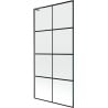 Mexen Next L Badewannenwand 1-flügelig 90 x 150 cm, schwarzes Gitter, gun gray gebürstet - 895-090-000-03-77-66