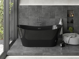 Mexen Montana freistehende Badewanne 170 x 80 cm, schwarz, Überlauf gun gray gebürstet - 52011708070-66