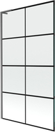 Mexen Next L Badewannenfaltwand 1-flügelig 100 x 150 cm, schwarzes Gitter, gebürstet Gun Gray - 895-100-000-03-77-66