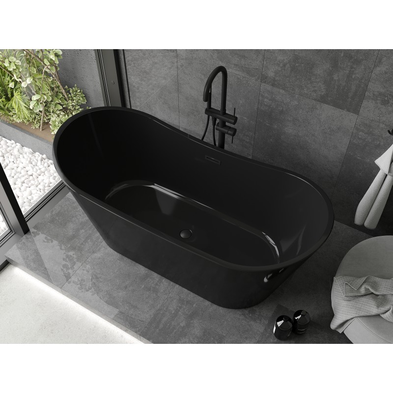 Mexen Montana freistehende Badewanne 170 x 80 cm, schwarz, schwarzer Überlauf - 52011708070-70