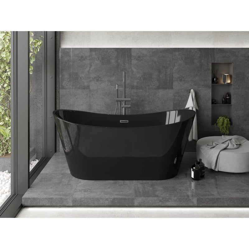 Mexen Montana freistehende Badewanne 170 x 80 cm, schwarz, Überlauf Gun Metal - 52011708070-95