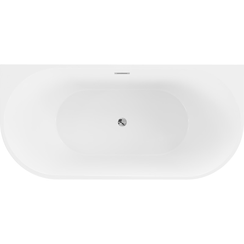 Mexen Oval freistehende Wandbadewanne 180 x 80 cm, weiß/schwarz, Überlauf chrom - 52671808075-01