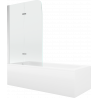 Mexen Vega Rechteckige Badewanne 170 x 70 cm mit Verkleidung und 2-flügeliger 80 cm Trennwand, transparent, Chrom