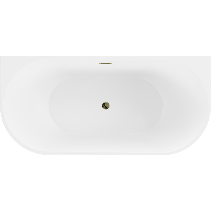 Mexen Oval freistehende Wannenbank 180 x 80 cm, weiß/schwarz, Überlauf gold - 52671808075-50