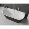 Mexen Oval freistehende Badewanne an der Wand 180 x 80 cm, weiß/schwarz, Überlauf gold gebürstet - 52671808075-55