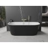 Mexen Oval freistehende Badewanne an der Wand 180 x 80 cm, weiß/schwarz, Überlauf gold gebürstet - 52671808075-55