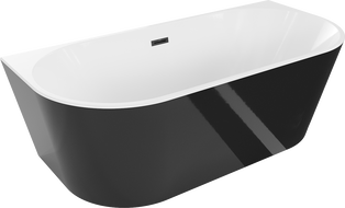 Mexen Oval freistehende an der Wand montierte Badewanne 180 x 80 cm, weiß/schwarz, Überlauf schwarz - 52671808075-70