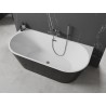 Mexen Oval freistehende, wandmontierte Badewanne 180 x 80 cm, weiß/schwarz, Überlauf gun gray gebürstet - 52671808075-66