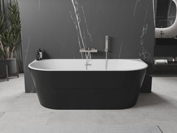 Mexen Oval freistehende Wannenrand-Badewanne 180 x 80 cm, weiß/schwarz, Überlauf in gebürstetem Nickel - 52671808075-97