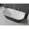 Mexen Oval freistehende Wannenrand-Badewanne 180 x 80 cm, weiß/schwarz, Überlauf in gebürstetem Nickel - 52671808075-97
