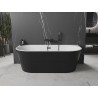 Mexen Oval freistehende an der Wand montierte Badewanne 180 x 80 cm, weiß/schwarz, Überlauf schwarz - 52671808075-70