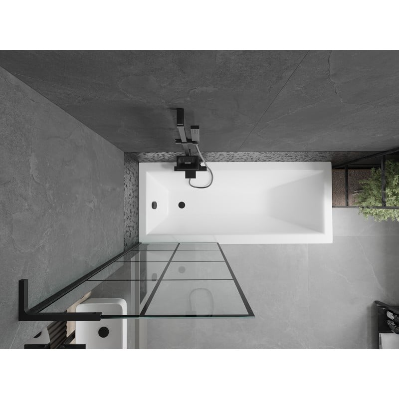 Mexen Next L Badewannenfaltwand 1-flügelig 70 x 150 cm, schwarzes Gitter, schwarz - 895-070-000-03-77-70