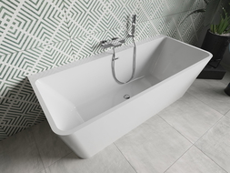 Mexen Volta freistehende an der Wand montierte Badewanne 170 x 75 cm, weiß, Überlauf chrom - 51131707500-01