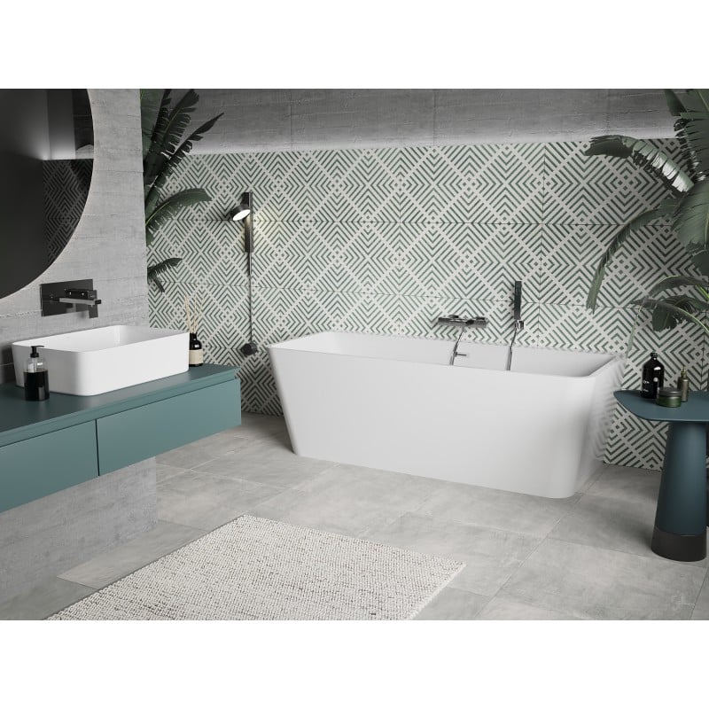 Mexen Volta freistehende an der Wand montierte Badewanne 170 x 75 cm, weiß, Überlauf chrom - 51131707500-01