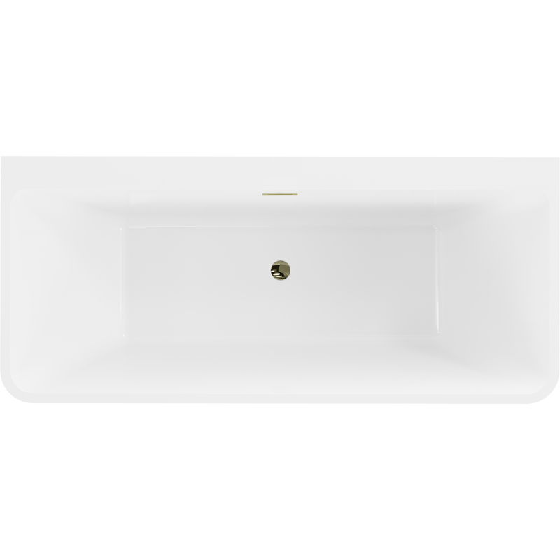 Mexen Volta freistehende an der Wand montierte Badewanne 150 x 75 cm, weiß, Überlauf gold - 51131507500-50