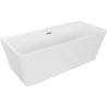 Mexen Volta freistehende an der Wand montierte Badewanne 150 x 75 cm, weiß, Überlauf gold - 51131507500-50