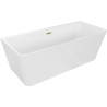 Mexen Volta freistehende Wandbadewanne 170 x 75 cm, weiß, Überlauf gold - 51131707500-50