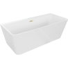 Mexen Volta freistehende wandnahe Badewanne 170 x 75 cm, weiß, Überlauf gebürstetes Gold - 51131707500-55
