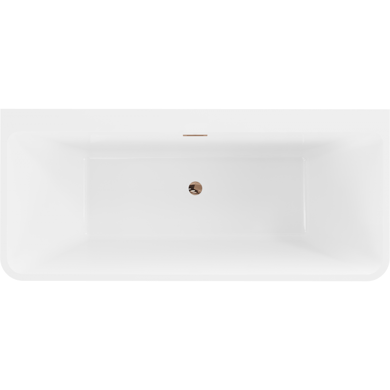 Mexen Volta freistehende, wandnahe Badewanne 150 x 75 cm, weiß, Überlauf in Roségold - 51131507500-60