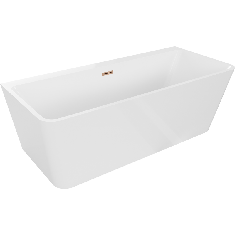 Mexen Volta freistehende Wanne wandmontiert 170 x 75 cm, weiß, Überlauf Roségold - 51131707500-60